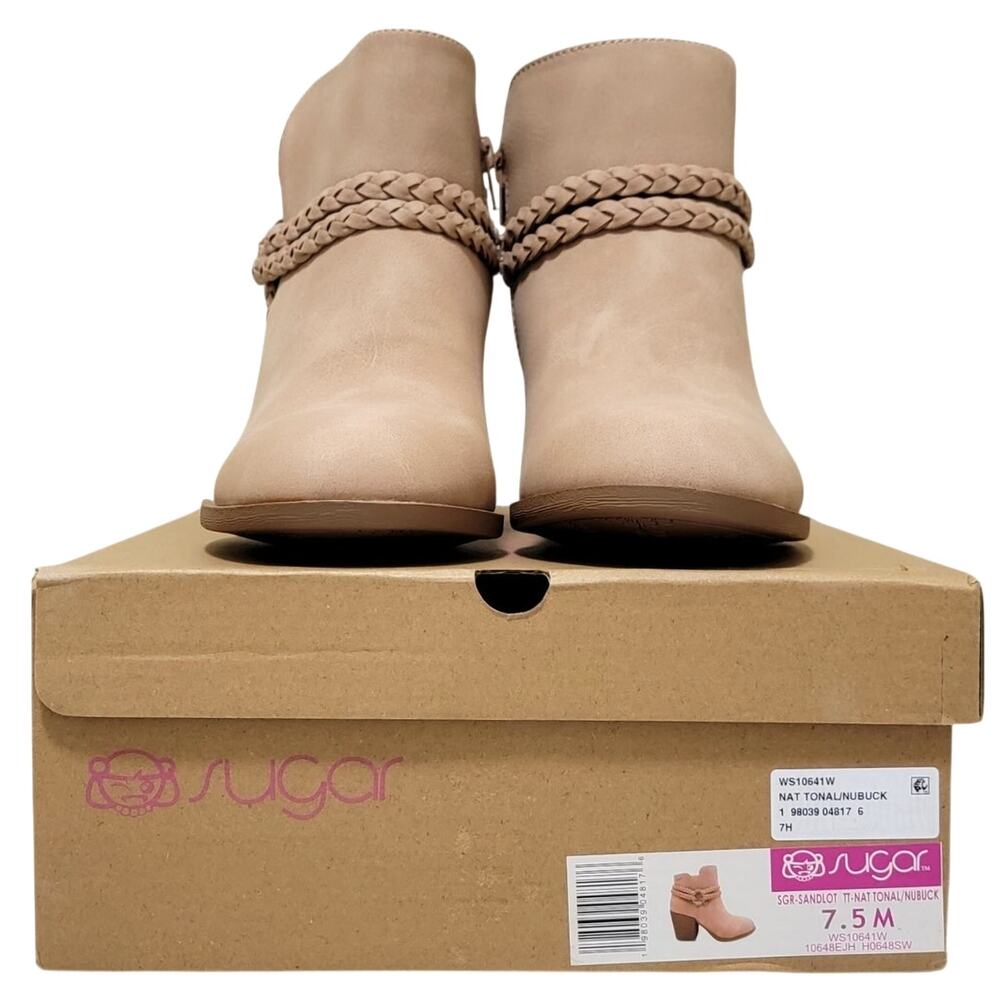 Sugar Women Sandlot Block Heel Western Ankle Booties Size US 7.5M Natural Brown - Picture 5 of 5